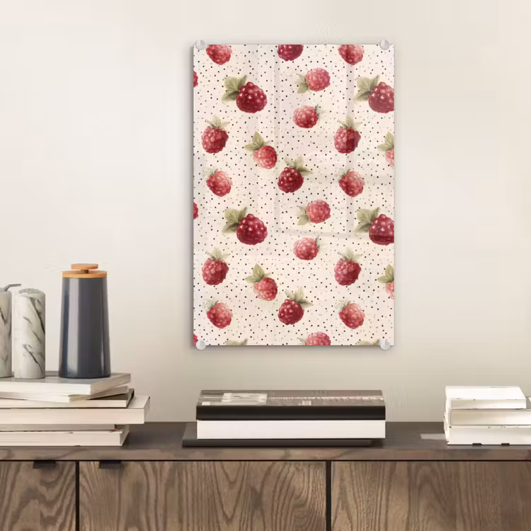 Glas schilderij - Framboos - Stippen - Rood — 2