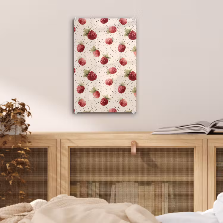 Glas schilderij - Framboos - Stippen - Rood — 5