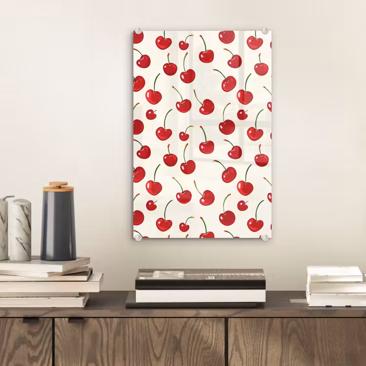 Glas schilderij - Kersen - Minimalistisch - Rood — 2