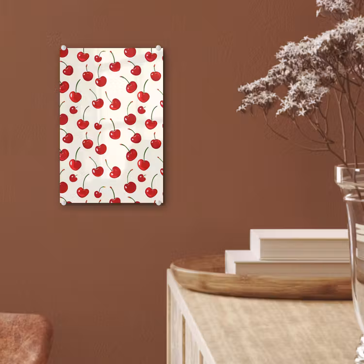 Glas schilderij - Kersen - Minimalistisch - Rood — 6