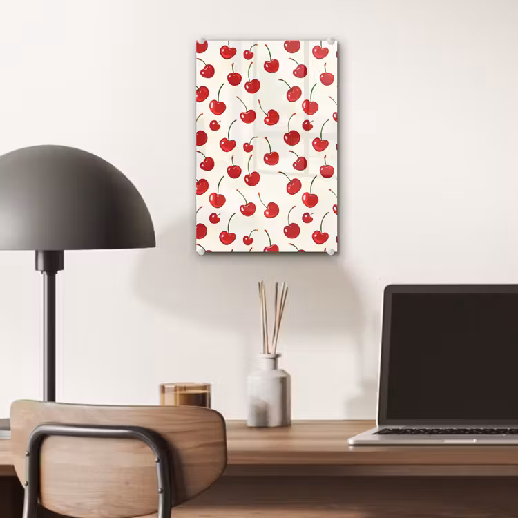 Glas schilderij - Kersen - Minimalistisch - Rood — 7