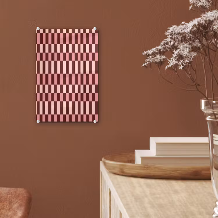 Glas schilderij - Roze - Rood - Blokjes — 6