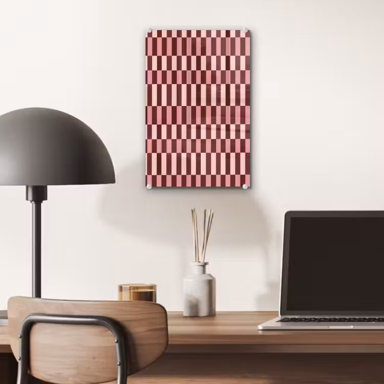 Glas schilderij - Roze - Rood - Blokjes — 7