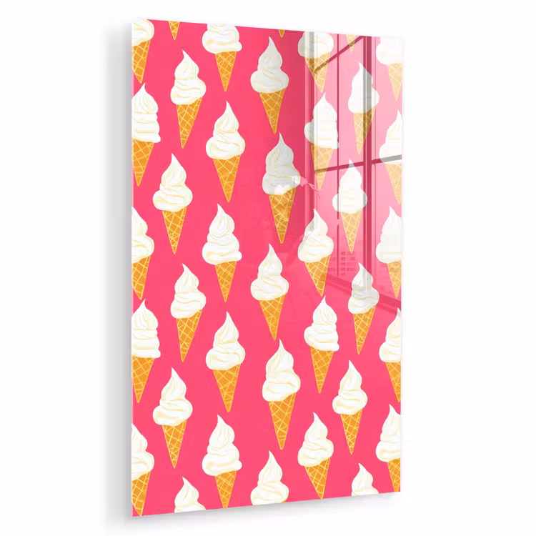 Glas schilderij - Softijs - Horentje - Roze — 1