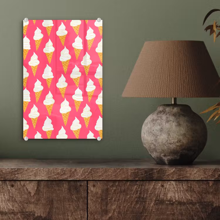 Glas schilderij - Softijs - Horentje - Roze — 4
