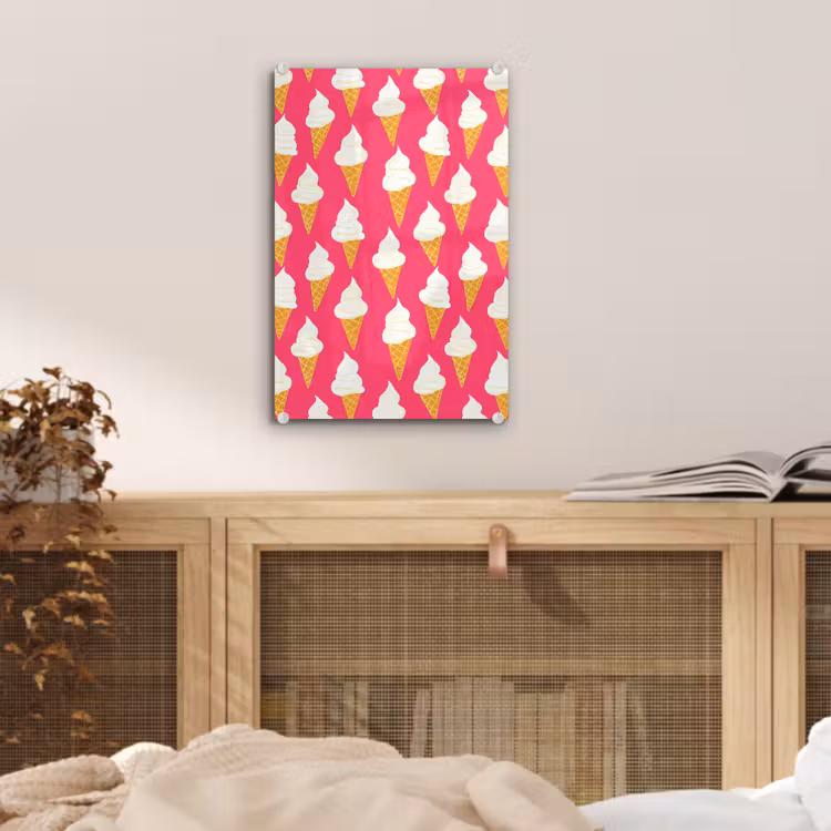 Glas schilderij - Softijs - Horentje - Roze — 5