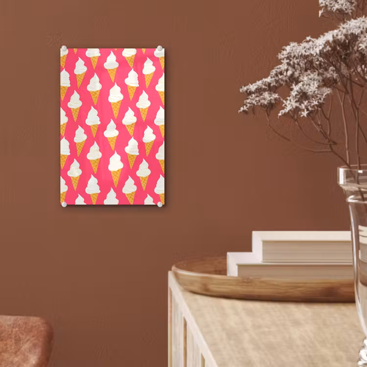 Glas schilderij - Softijs - Horentje - Roze — 6