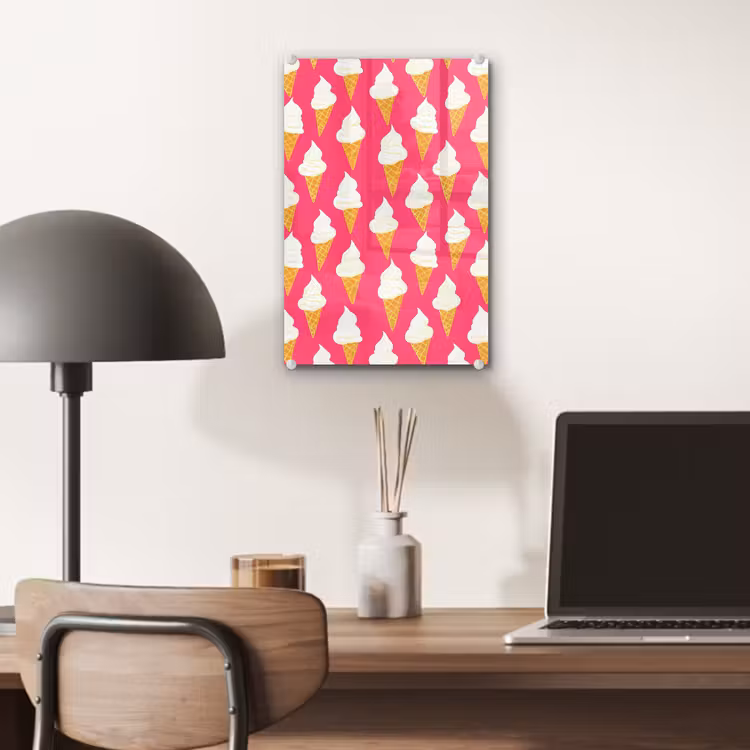 Glas schilderij - Softijs - Horentje - Roze — 7