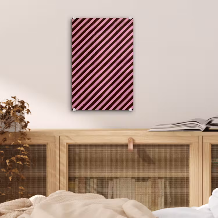 Glas schilderij - Strepen - Roze - Bruin — 5