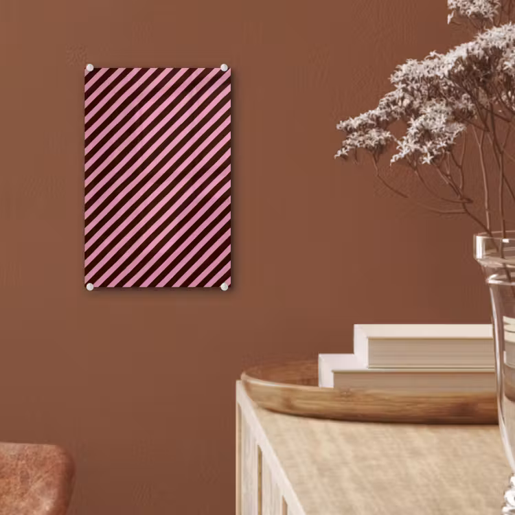 Glas schilderij - Strepen - Roze - Bruin — 6
