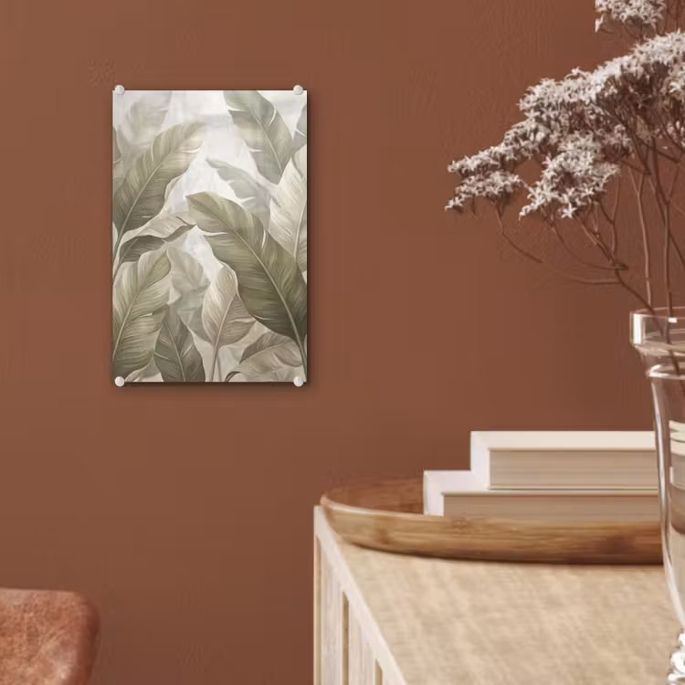 Glas schilderij - Bladeren - Tropisch - Natuur - Abstract - Beige — 6