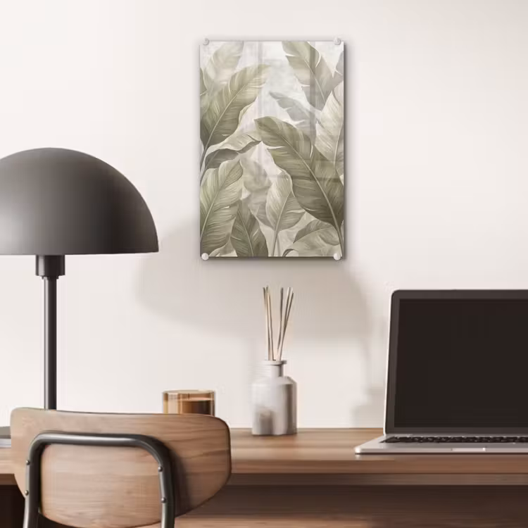Glas schilderij - Bladeren - Tropisch - Natuur - Abstract - Beige — 7