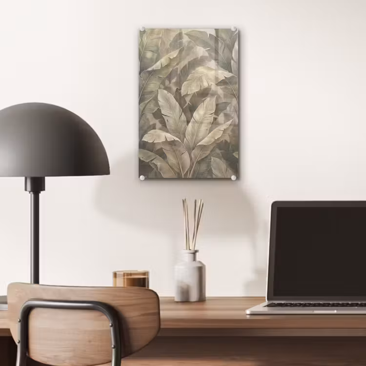 Glas schilderij - Bladeren - Tropisch - Natuur - Modern - Beige — 7