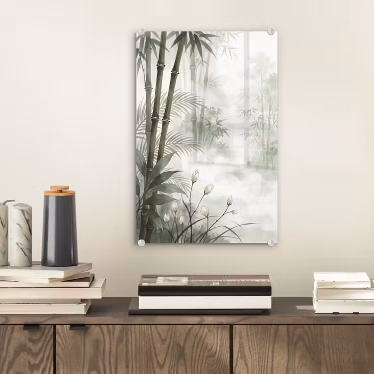 Glas schilderij - Bloemen - Knop - Tuin - Illustratie - Wit — 2