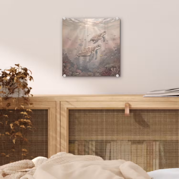 Glas schilderij - Dier - Onderwater - Oceaan - Illustratie - Zeeleven — 5