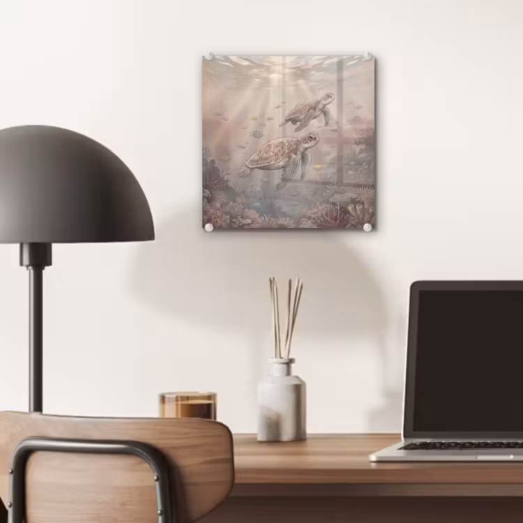 Glas schilderij - Dier - Onderwater - Oceaan - Illustratie - Zeeleven — 7
