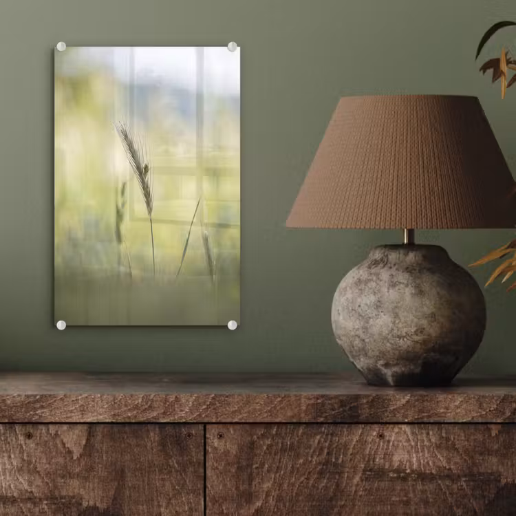 Glas schilderij - Graan - Aar - Natuur - Groen - Detail — 4