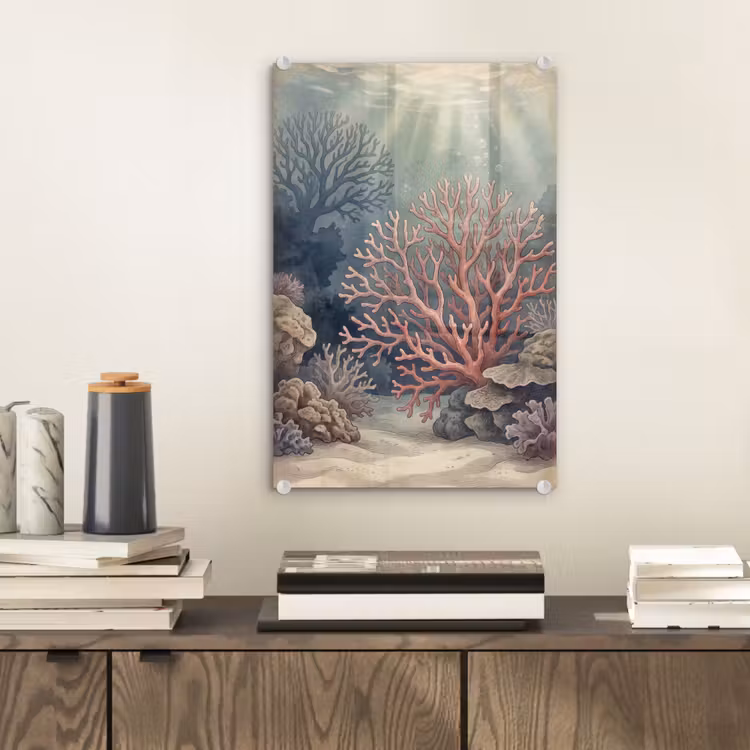 Glas schilderij - Koraal - Onderwater - Natuur - Roze — 2