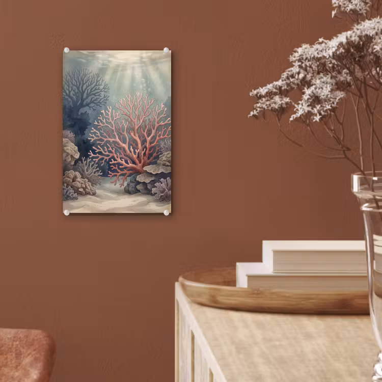Glas schilderij - Koraal - Onderwater - Natuur - Roze — 6
