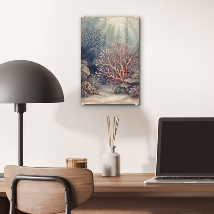 Glas schilderij - Koraal - Onderwater - Natuur - Roze — 7