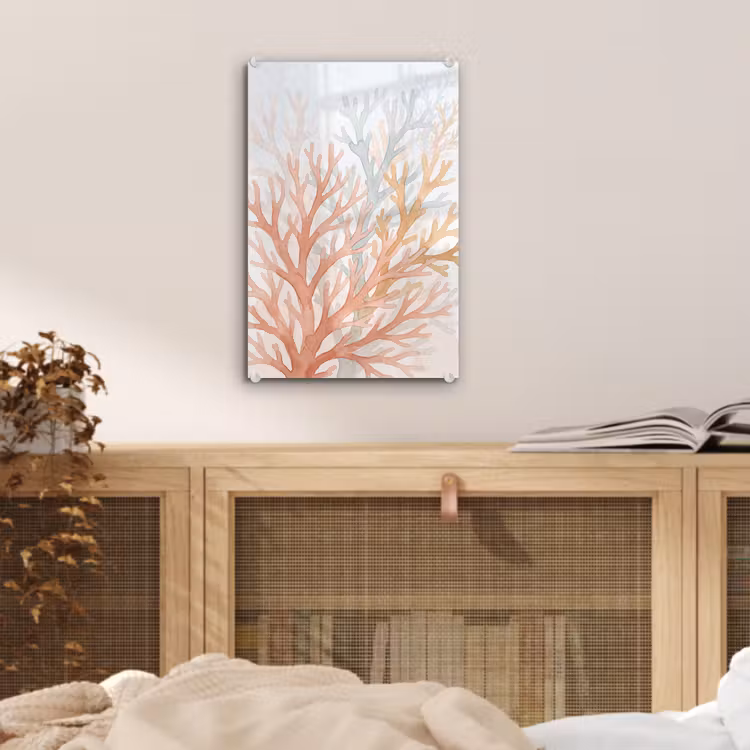 Glas schilderij - Natuur - Abstract - Aquarel - Organisch - Warm — 5