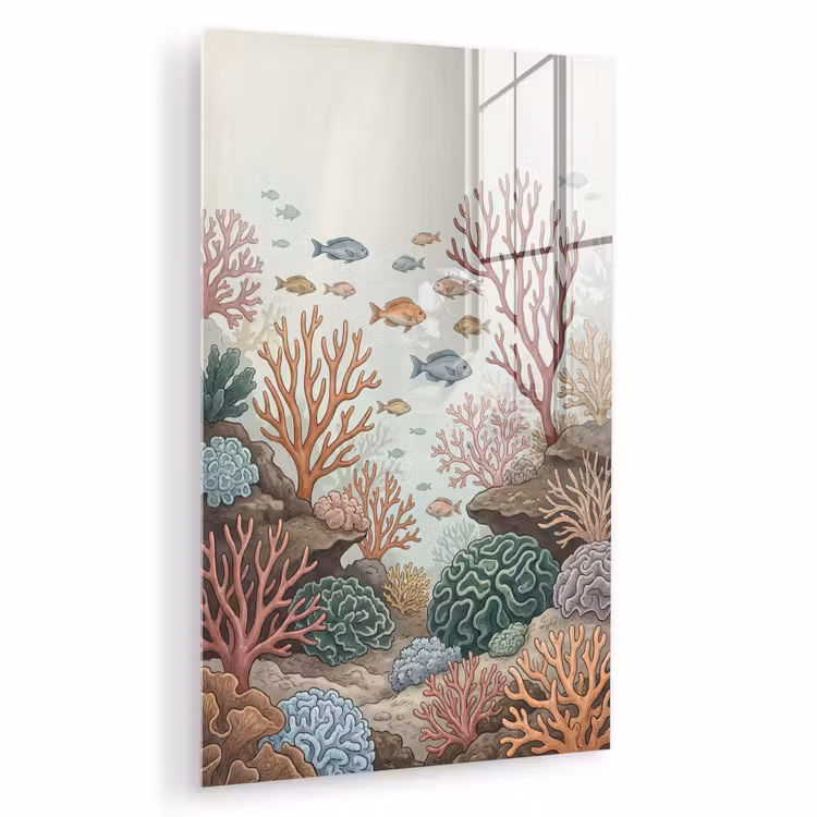 Glas schilderij - Onderwater - Koraal - Vis - Natuur — 1
