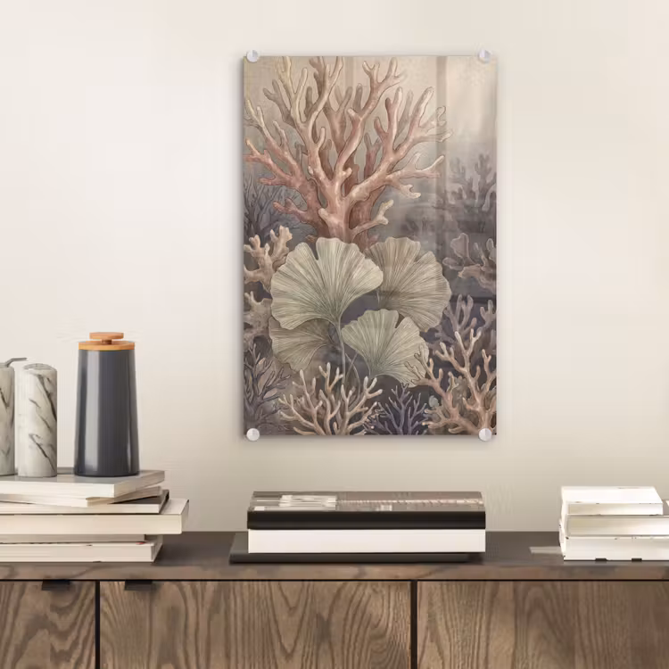 Glas schilderij - Plant - Bladeren - Zee - Illustratie - Groen — 2