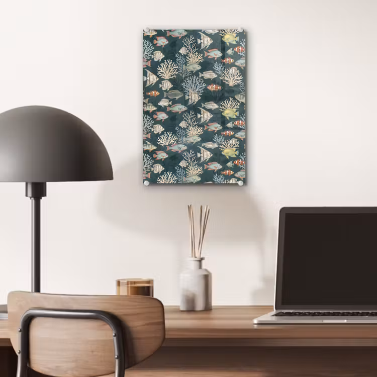 Glas schilderij - Vis - Koraal - Onderwater - Illustratie — 7