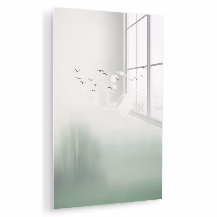 Glas schilderij - Vogel - Vlucht - Natuur - Minimalistisch — 1