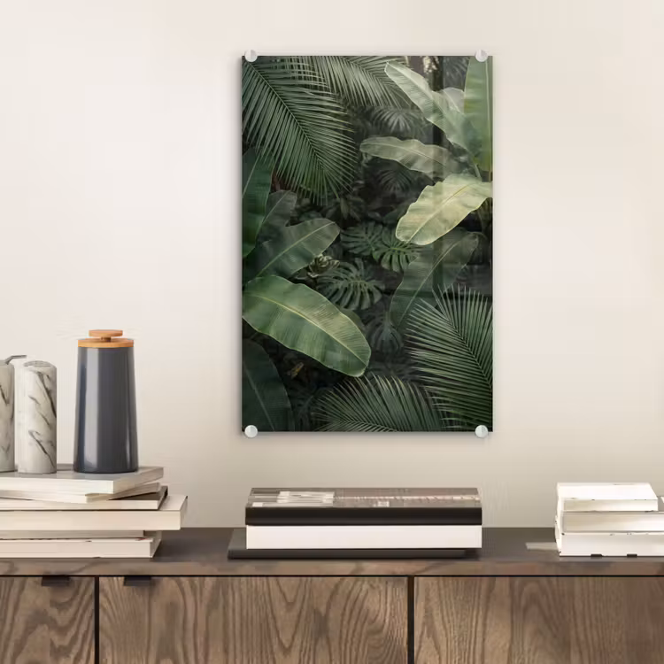 Glas schilderij - Bladeren - Groen - Tropisch - Natuur — 2