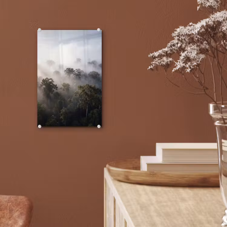 Glas schilderij - Bos - Mist - Natuur - Groen — 6