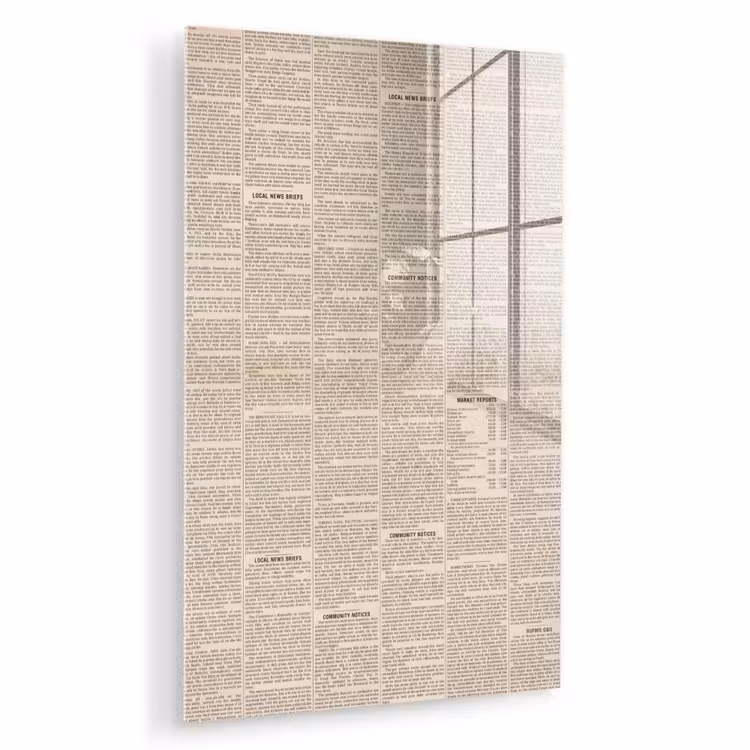 Glas schilderij - Krant - Nieuws - Historisch - Vintage - Beige — 1