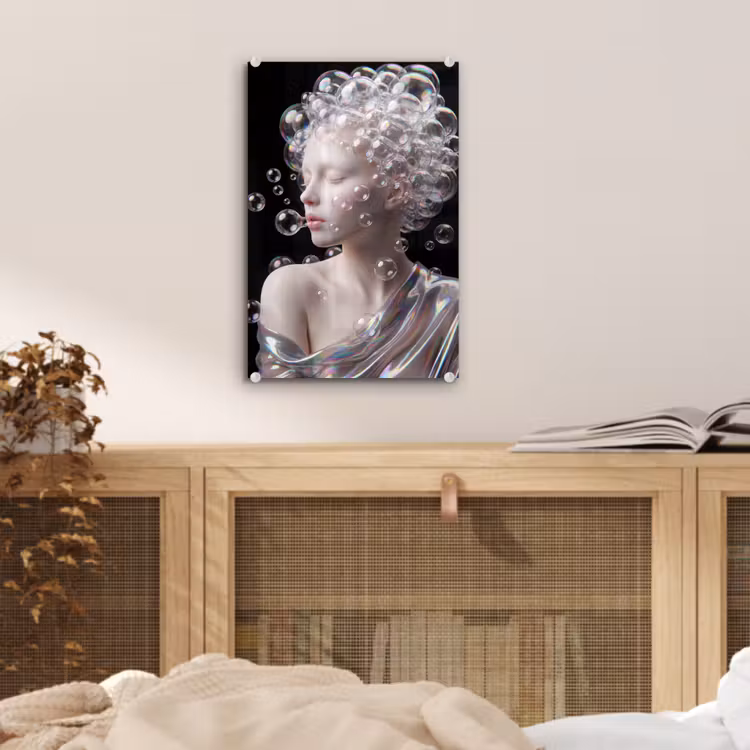Glas schilderij - Vrouw - Bellen - Abstract - Kleurrijk — 5