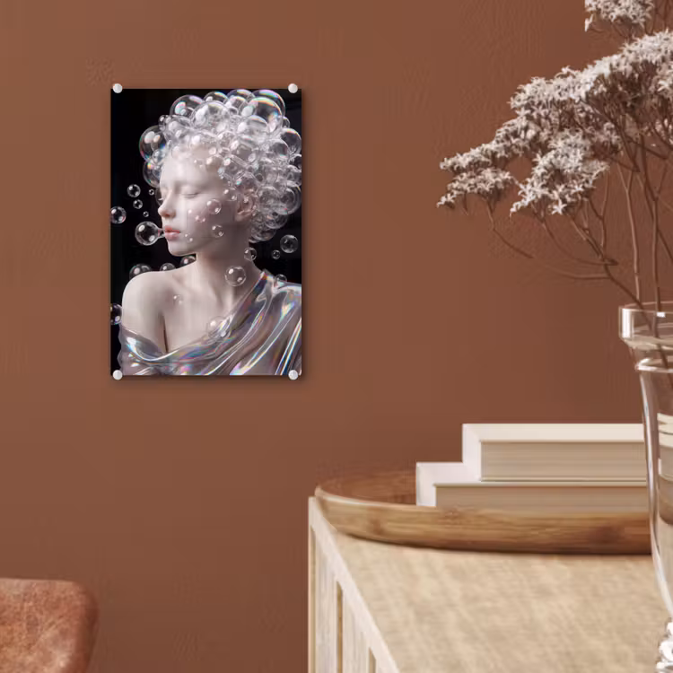 Glas schilderij - Vrouw - Bellen - Abstract - Kleurrijk — 6