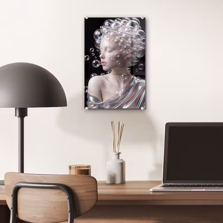 Glas schilderij - Vrouw - Bellen - Abstract - Kleurrijk — 7