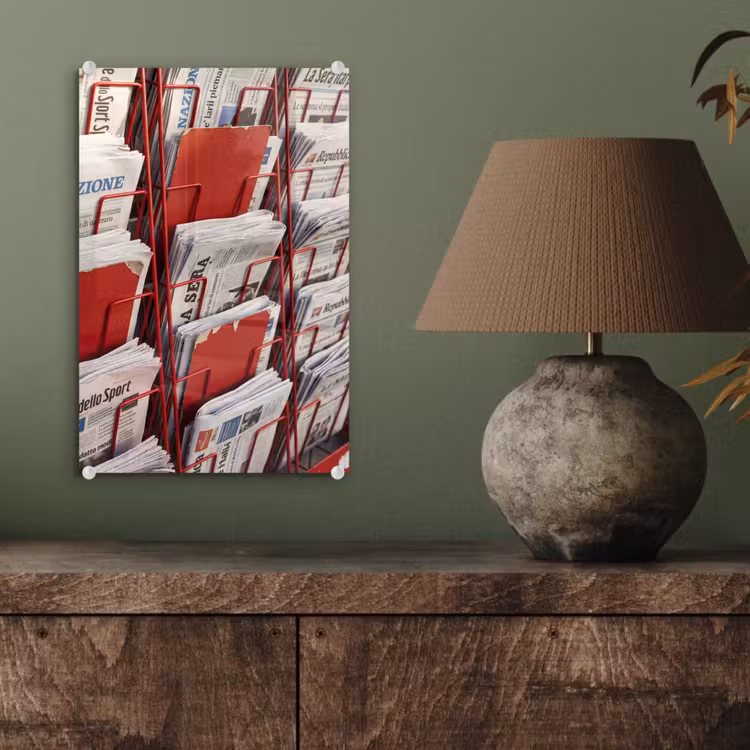 Glas schilderij - Kranten - Rek - Stedelijk - Dagelijks leven - Rood — 4