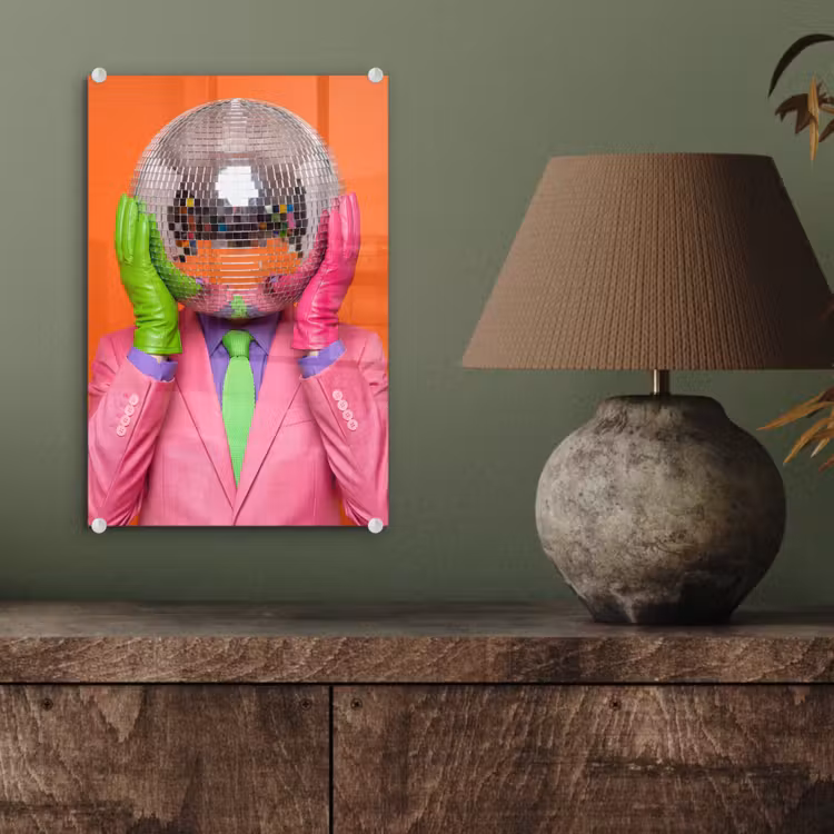 Glas schilderij - Kunst - Disco bal - Kleurrijk - Modern - Studio — 4