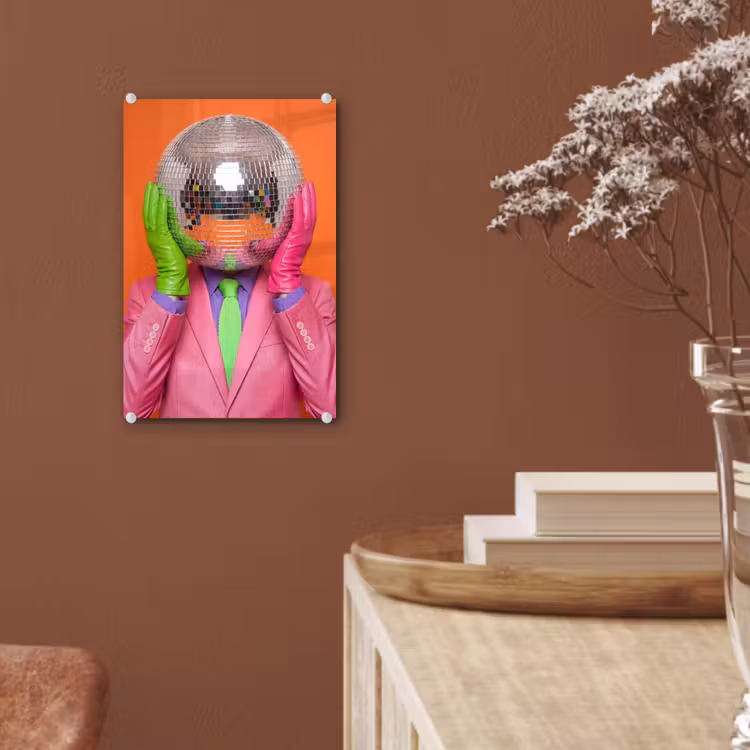 Glas schilderij - Kunst - Disco bal - Kleurrijk - Modern - Studio — 6