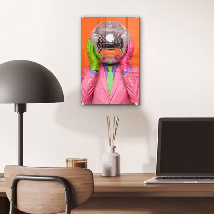 Glas schilderij - Kunst - Disco bal - Kleurrijk - Modern - Studio — 7