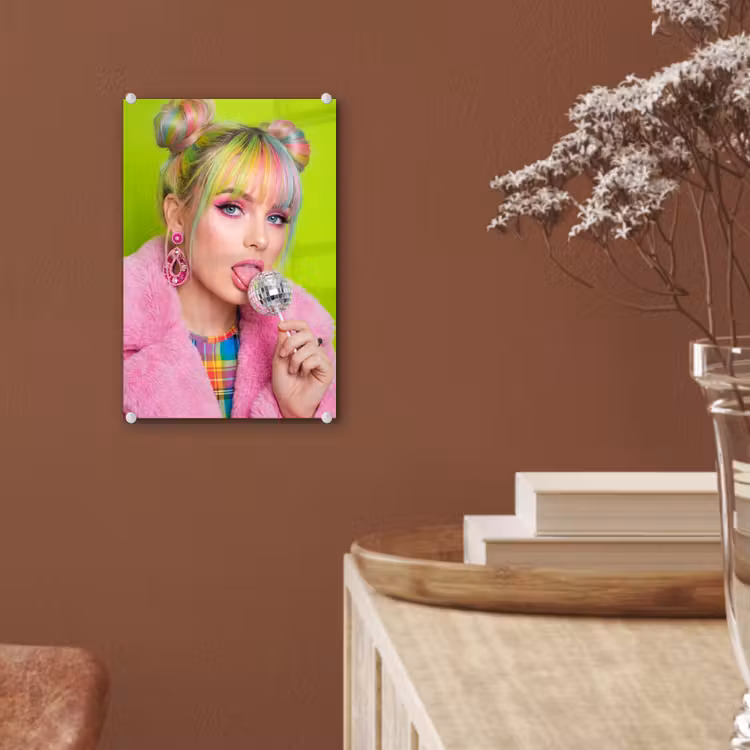 Glas schilderij - Vrouw - Kleurrijk haar - Pop art - Modern - Levendig — 6