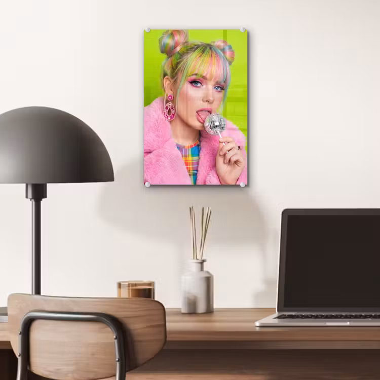 Glas schilderij - Vrouw - Kleurrijk haar - Pop art - Modern - Levendig — 7