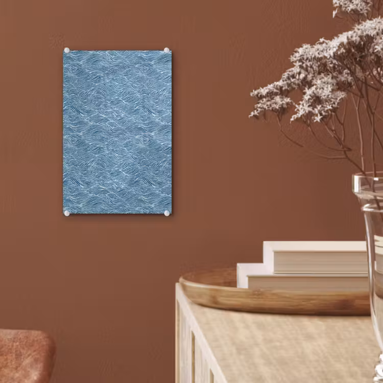 Glas schilderij - Blauw - Wit - Golven - Getekend - Textuur — 6