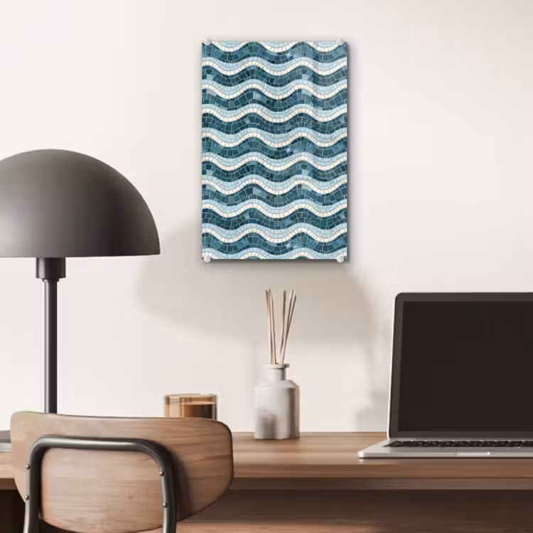 Glas schilderij - Blauw - Wit - Mozaïek - Golvend — 7