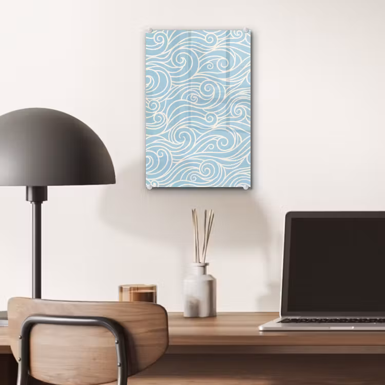 Glas schilderij - Golf - Abstract - Natuur - Modern - Blauw — 7