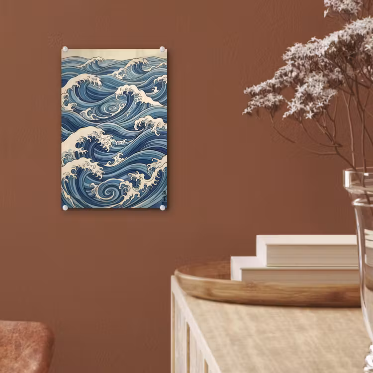 Glas schilderij - Golven - Zee - Natuur - Abstract - Blauw — 6