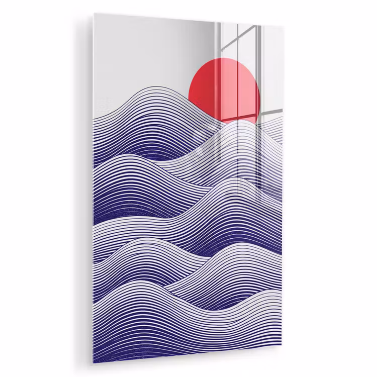 Glas schilderij - Golven - Zon - Natuur - Abstract - Rood — 1