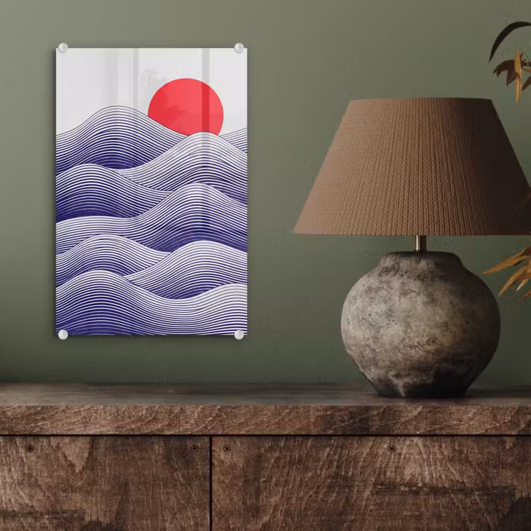 Glas schilderij - Golven - Zon - Natuur - Abstract - Rood — 4