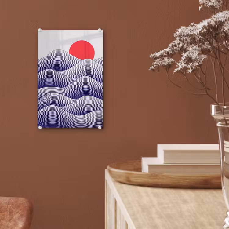 Glas schilderij - Golven - Zon - Natuur - Abstract - Rood — 6