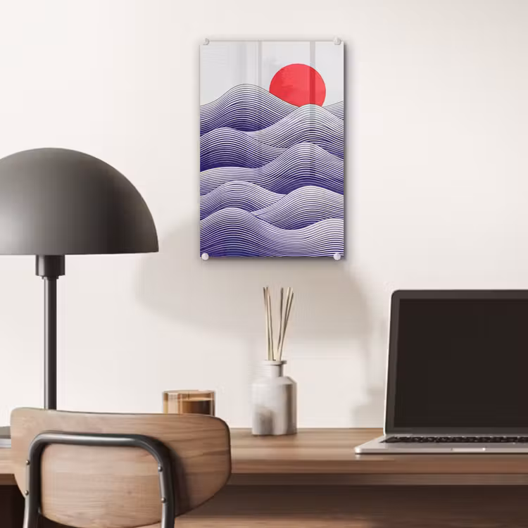 Glas schilderij - Golven - Zon - Natuur - Abstract - Rood — 7