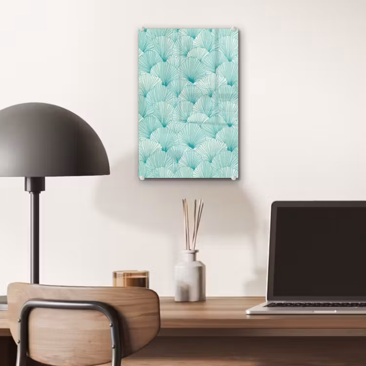 Glas schilderij - Groen - Wit - Ginko - Getekend - Textuur — 7